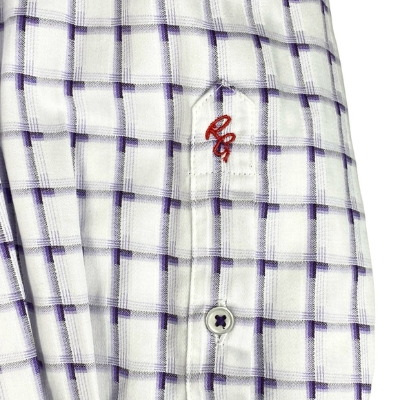 Robert Graham White and Purple Checkered Casual Button Down Shirt - Picture 11 of 15